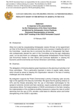 Statement by the Delegation of Armenia in response to the presentation by the Chairs of the Three Committees: the Security Committee, the Economic and Environmental Committee and the Human Dimension Committee