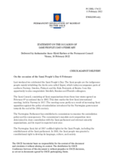 Statement by the Delegation of Norway on the Sami People’s Day, celebrated on 6 February 2022