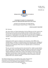 Statement by the Delegation of Norway in response to the update by Ambassador Mikko Kinnunen and to the report by Ambassador Yaşar Halit Çevik