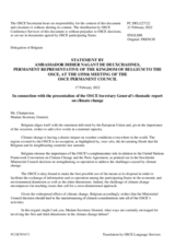 Statement by the Delegation of Belgium in response to the thematic report of the Secretary General, Helga Maria Schmid, “Stepping Up the OSCE’s Efforts to Address Challenges Caused by Climate Change”