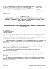 Address by the Chair of the Committee of the Ministers of the Council of Europe, Deputy Minister of Foreign Affairs of Italy, H.E. Mr. Benedetto Della Vedova