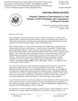 Statement by the Delegation of the United States of America on Russia’s ongoing aggression against Ukraine and illegal occupation of Crimea