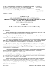 Statement by the Delegation of Belgium in response to the address by Dr. Kathrin Meyer, Secretary General of the International Holocaust Remembrance Alliance, on the Occasion of the Commemoration of International Holocaust Remembrance Day