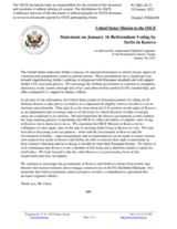 Statement by the Delegation of the United States of America on the referendum on constitutional amendments in Serbia and Priština’s prevention of the OSCE Mission in Kosovo’s (OMiK) assistance in conducting the vote