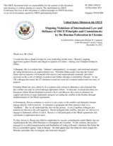 Statement by the Delegation of the United States of America on Russia’s ongoing aggression against Ukraine and illegal occupation of Crimea