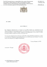 Response by the Delegation of Georgia to the Questionnaire on the Code of Conduct on Politico-Military Aspects of Security