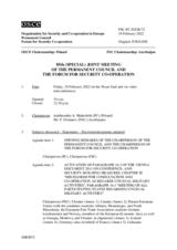 Journal of the 85th Special Joint Meeting of the Forum for Security Co-operation and the Permanent Council