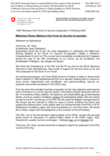 Statement by the Delegation of Switzerland on the Millennium Plenary Meeting of the Forum for Security Co-Operation