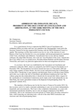 Address by Emmanuel Decaux, President of the OSCE Court of Conciliation and Arbitration 