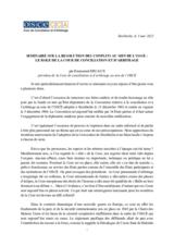 Discours par Emmanuel Decaux, Président de la Cour de Conciliation et d’Arbitrage au sein de l’OSCE Seminaire sur la Resolution des Conflits