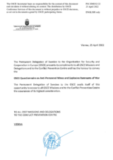 Response by the Delegation of Sweden to the Questionnaire on Anti-Personnel Mines and Explosive Remnants of War