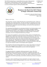 Statement by the Delegation of the United States of America in response to the report by the Head of the OSCE Mission to Skopje, Ambassador Clemens Koja