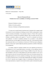 Discours d’Emmanuel Decaux, Président de la Cour de conciliation et d’arbitrage au sein de l’OSCE