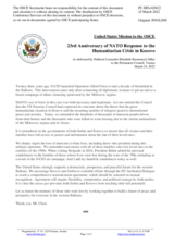 Statement by the Delegation of the United States of America on NATO’s response to the humanitarian crisis in Kosovo