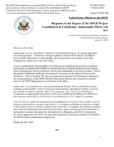 Statement by the Delegation of the United States of America in response to the report by the OSCE Project Co-ordinator in Uzbekistan, Ambassador Pierre von Arx