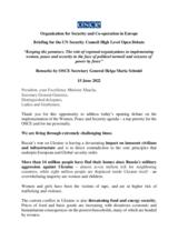 Remarks by OSCE Secretary General Helga Maria Schmid to the UN Security Council High Level Open Debate