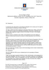 Statement by the Delegation of Norway in response to the statement by the Delegation of the Russian Federation