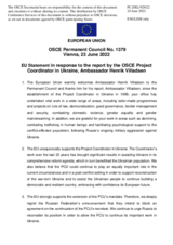 Statement by the French EU Presidency in response to the report by the OSCE Project Co-ordinator in Ukraine, Ambassador Henrik Villadsen