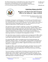 Statement by the Delegation of the United States of America in response to the report by the Head of the OSCE Programme Office in Nur-Sultan, Dr. Volker Frobarth
