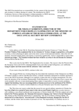 Statement by Mr. Nikolay Kobrinets, Director of the Department of European Cooperation of the Ministry of Foreign Affairs