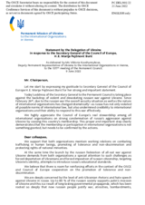 Statement by the Delegation of Ukraine in response to the address of the Secretary General of the Council of Europe Marija Pejčinović Burić