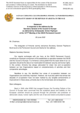 Statement by the Delegation of Armenia in response to the address of the Secretary General of the Council of Europe Marija Pejčinović Burić