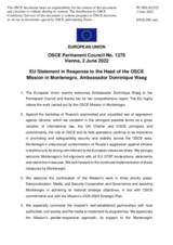 Statement by the French EU Presidency in response to the report by the Head of the OSCE Mission to Montenegro, Dominique Waag