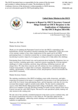 Statement by the Delegation of the United States of America in response to the Secretary General’s Thematic Report – “Response to the Implications of Afghanistan for the OSCE Region” (31 May 2022 Update)