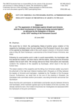 Statement by the Delegation of Armenia on the aggression of Azerbaijan against Artsakh and Armenia with the direct involvement of Turkey and foreign terrorist fighters