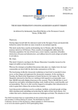 Statement by the Delegation of Norway on the Russian Federation’s ongoing aggression against Ukraine
