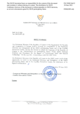 Response by the Delegation of Cyprus to the Questionnaire on Participating States’ Policy and/or National Practices and Procedures for the Export of Conventional Arms and Related Technology