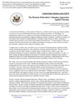Statement by the Delegation of the United States of America on the Russian Federation’s ongoing aggression against Ukraine