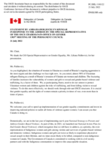 Statement by the Delegation of Canada in response to the address by the Special Representative of the OSCE Chairman-in-Office on Gender, Ms. Liliana Palihovici 