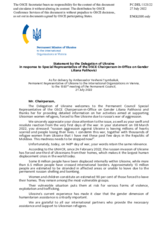 Statement by the Delegation of Ukraine in response to the address by the Special Representative of the OSCE Chairman-in-Office on Gender, Ms. Liliana Palihovici 