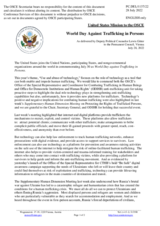 Statement by the Delegation of the United States of America on the World Day against Trafficking in Persons observed on 30 July