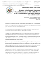 Statement by the Delegation of the United States of America in response to the Financial Report and Financial Statements for the Year Ended 31 December 2021 and the Report of the External Auditor, and to the Annual Report of the Audit Committee