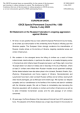 Statement by the Czech EU Presidency on the Russian Federation’s ongoing aggression against Ukraine: intensified attacks on civilians and civilian infrastructure