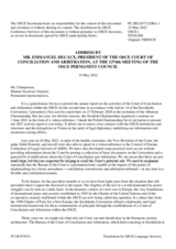 Address by Mr. Emmanuel Decaux, President of the OSCE Court Of Conciliation and Arbitration, at the 1374th Meeting of the OSCE Permanent Council
