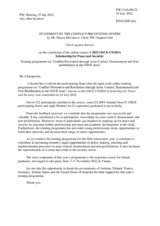 Update on the 2022 OSCE-UNODA Scholarship for Peace and Security training programme for young professionals by Mr. Shawn DeCaluwe, Chief, FSC Support Unit