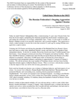 Statement by the Delegation of the United States of America on the Russian Federation’s ongoing aggression against Ukraine: six months of human suffering and unscrupulous attack on the foundations of the OSCE