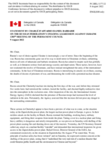 Statement by the Delegation of Canada on the Russian Federation’s ongoing aggression against Ukraine: attacks on civilians, civilian infrastructure and violations of humanitarian law