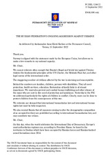 Statement by the Delegation of Norway on the Russian Federation’s ongoing aggression against Ukraine