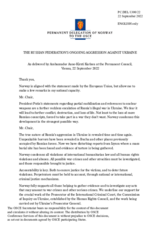 Statement by the Delegation of Norway on the Russian Federation’s ongoing aggression against Ukraine