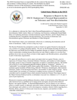 Statement by the Delegation of the United States of America in response to the addresses by the Personal Representatives of the OSCE Chairman-in-Office on Tolerance and Non-discrimination