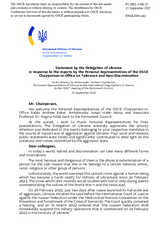Statement by the Delegation of Ukraine in response to the addresses by the Personal Representatives of the OSCE Chairman-in-Office on Tolerance and Non-discrimination