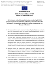 Statement by the Czech EU Presidency on the Moscow Mechanism invoked by 38 OSCE participating states
