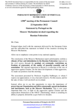 Statement by the Delegation of Portugal on the Moscow Mechanism invoked by 38 OSCE participating states