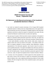 Statement by the Czech EU Presidency on the second anniversary of the fraudulent presidential election in Belarus