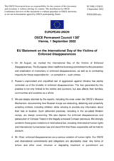 Statement by the Czech EU Presidency on the International Day of the Victims of Enforced Disappearances, observed on 30 August 2022