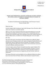 Statement by the Delegation of Norway on the Russian Federation’s ongoing aggression against Ukraine, including illegal attempts to legalize the occupation of the eastern Ukraine